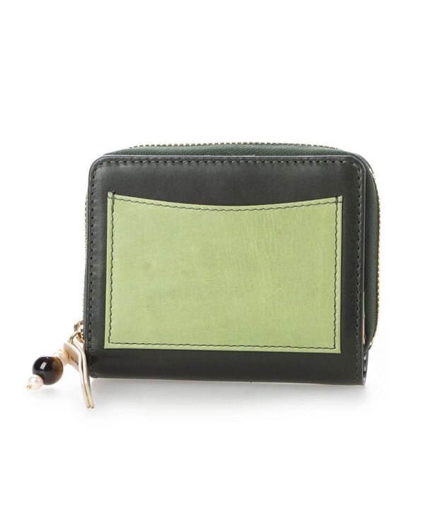 UNBILLION perche ジェムストーンチャームハーフラウンドウォレット グリーン