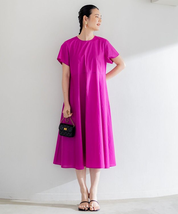 組曲 【洗える・共布ベルト付き】ナチュラル サマードレス パープル系