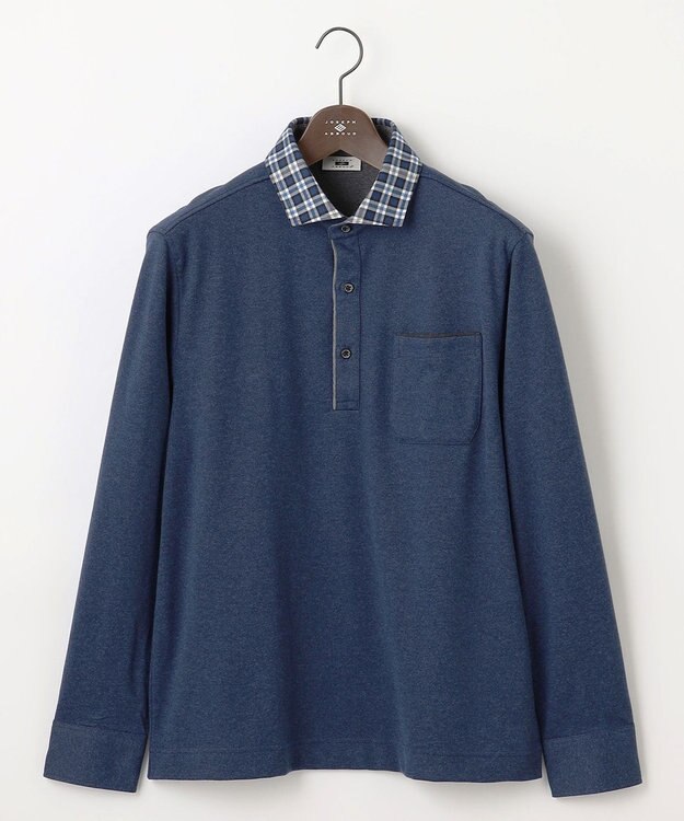 JOSEPH ABBOUD 【保温性/微起毛/ジャパンファブリック】ウィンターダディー ポロシャツ ダルブルー系
