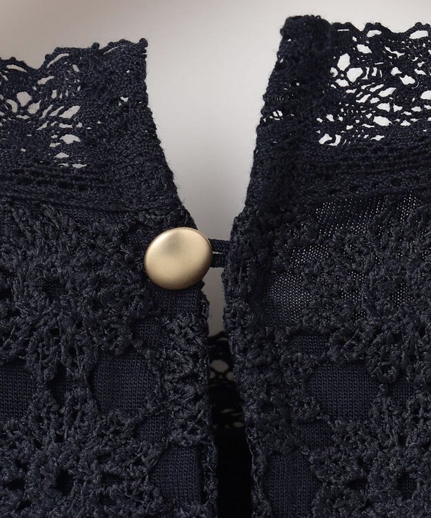 組曲 【WEB限定】フラワーレース 袖フレアトップス ネイビー系