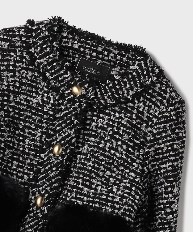 GRACE CONTINENTAL ツイードコンビジャケット ブラック