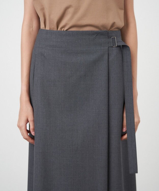ATON WOOL TROPICAL | ラップドスカート TOP GRAY