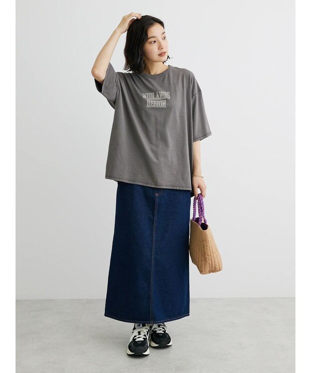 Green Parks ５分袖ピグメントロゴプルオーバー Gray