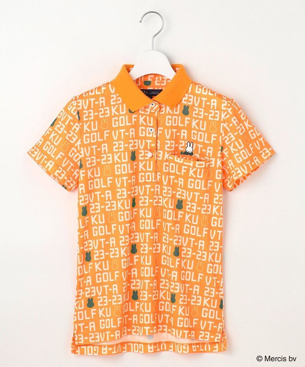 23区GOLF 【WOMEN】【吸水速乾/UVカット】ミッフィーロゴポロシャツ オレンジ系5