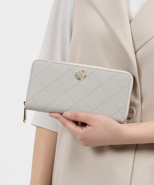 CLATHAS ベール ラウンド長財布 ライトグレー