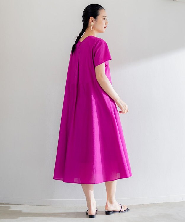 組曲 【洗える・共布ベルト付き】ナチュラル サマードレス パープル系