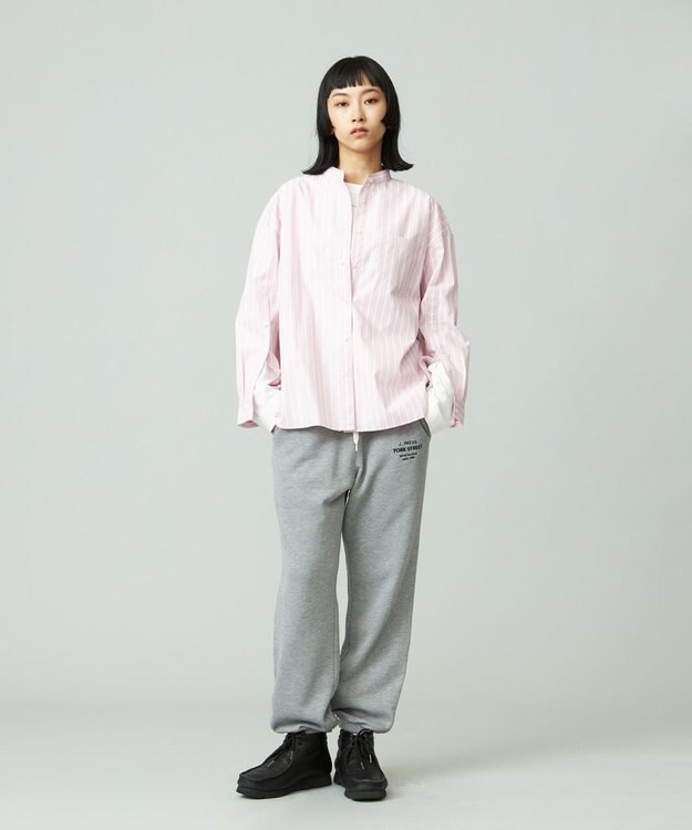 J.PRESS YORK STREET 【WOMEN】タイプライターストライプ バンドカラーシャツ ピンク系1
