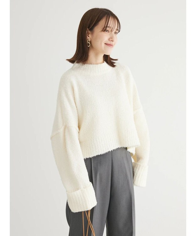 Green Parks ・Ｐｅｔｉｔ　Ｆｌｅｕｒ　ブークレワイドニット Off White