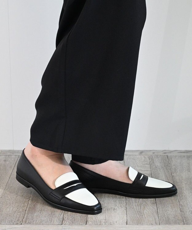 APOM 日本製 晴雨兼用スクエアトゥコインローファー15＜CRAHUG限定＞ ブラック×ホワイト