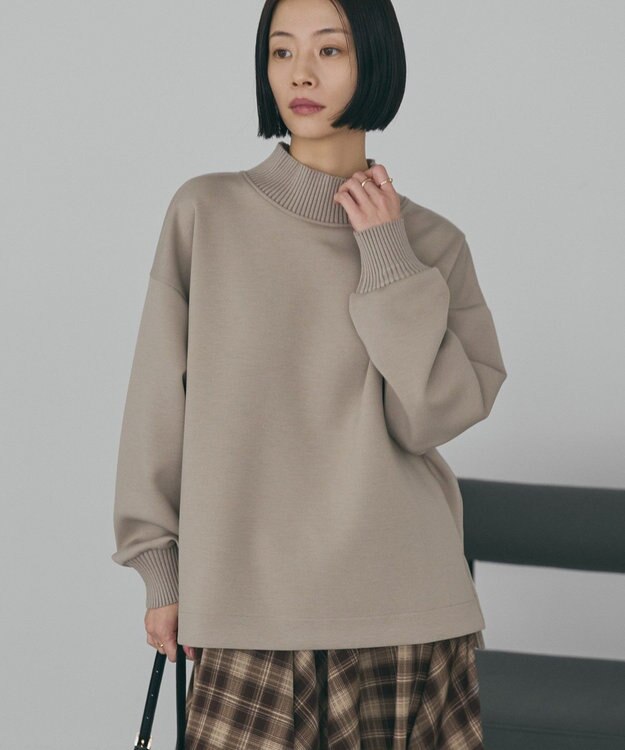 AMERICAN HOLIC ハイネックリブポンチプルオーバー Gray Beige