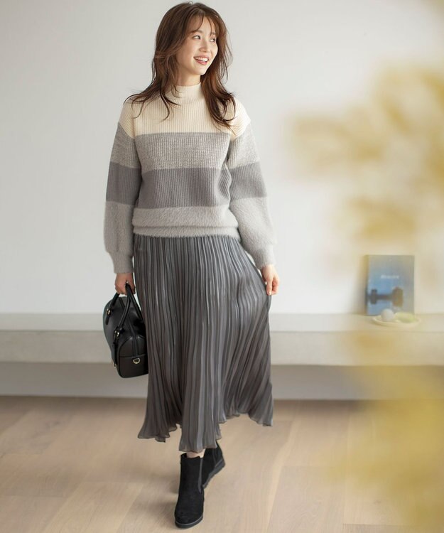 ANY SIS 【洗える】グラデーションフェザー ニット グレー系