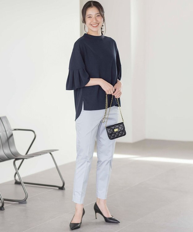 組曲 【UVケア・接触冷感】ライトアムンゼンジャージー袖フレア トップス ネイビー系