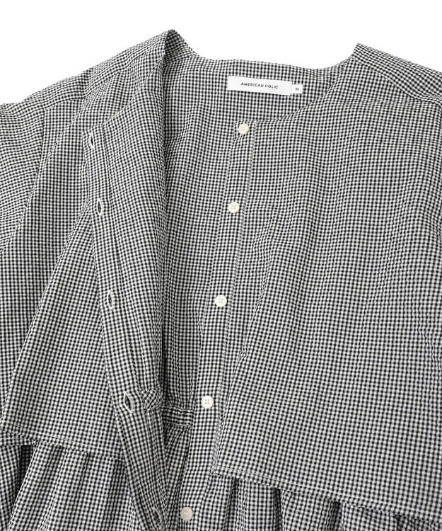 AMERICAN HOLIC サッカーティアードブラウス Gingham Check
