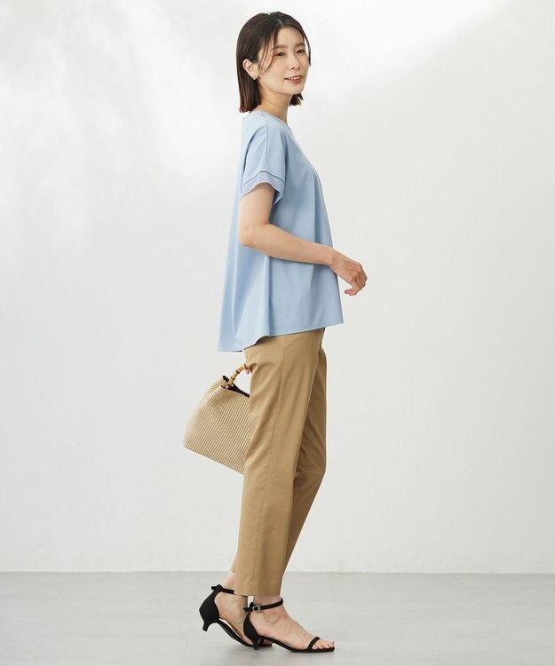 J.PRESS LADIES 【WEB限定・洗える】シャンブレーサテン テーパード パンツ 【WEB限定】キャメル系