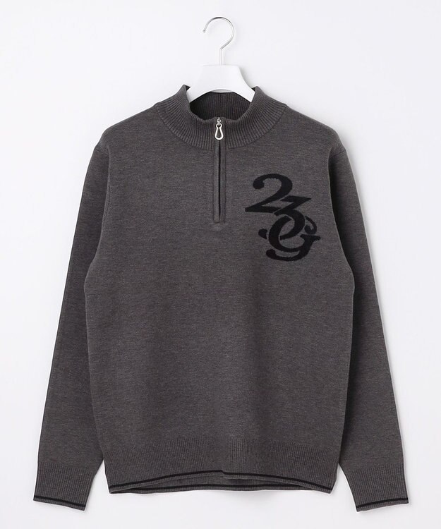 23区GOLF 【MEN】ロゴグラフィックもちもちニット グレー系