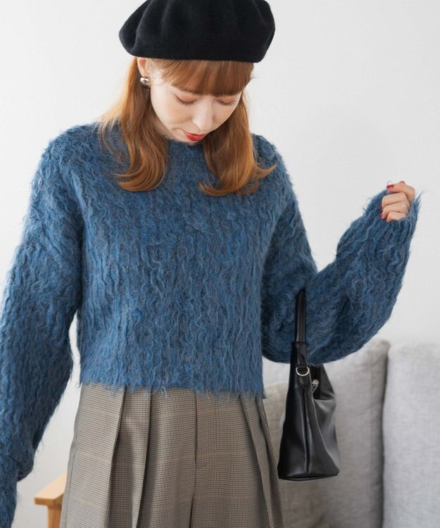 WEGO ブラッシュニットショートプルオーバー ブルーその他