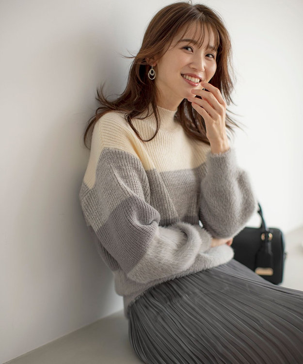 ANY SIS 【洗える】グラデーションフェザー ニット グレー系