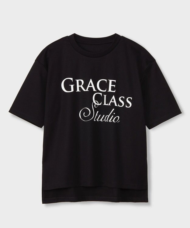 GRACE CONTINENTAL レタードシルケットTシャツ ブラック