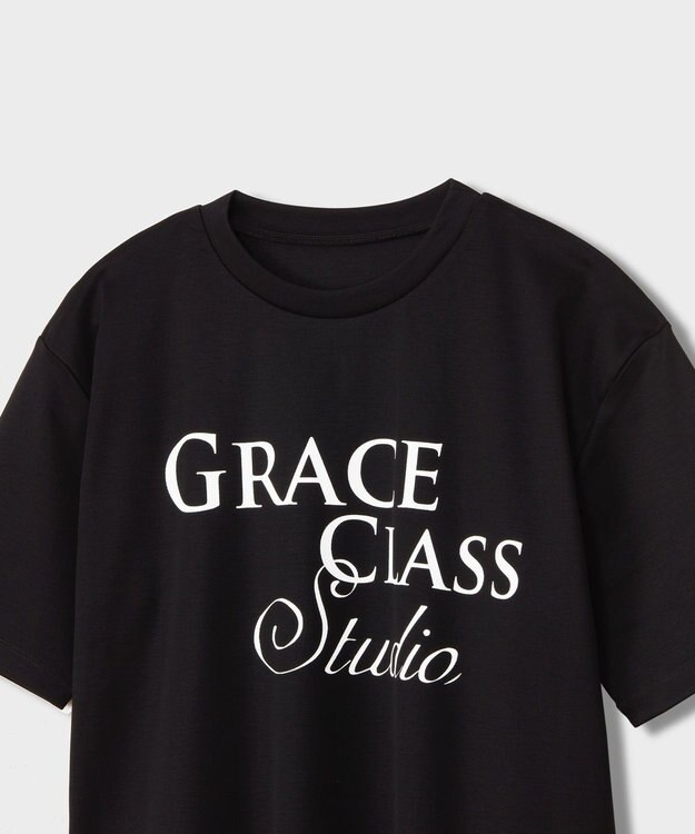 GRACE CONTINENTAL レタードシルケットTシャツ ブラック