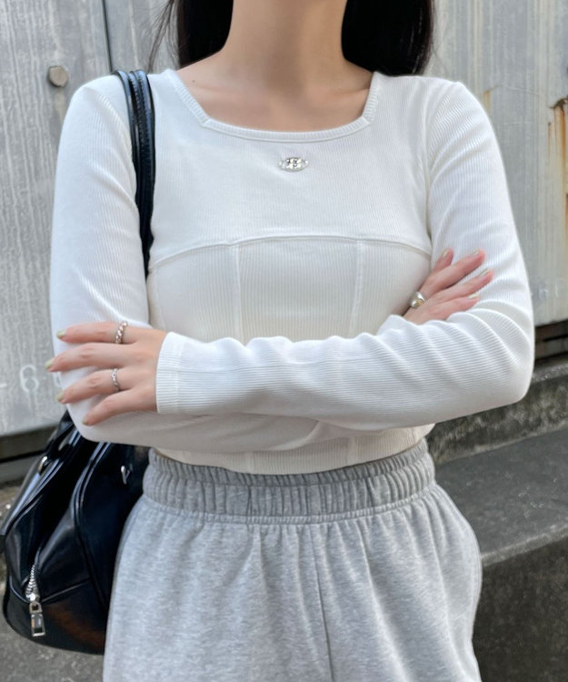 WEGO ヴィンテージウォッシュコルセットデザイントップス オフホワイト