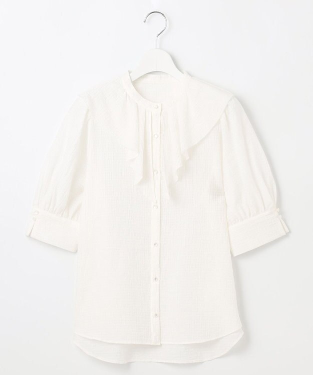 Feroux 【洗える】ラッフルフリル ブラウス ホワイト系