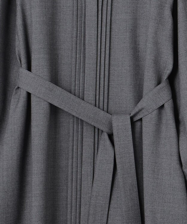 23区 【洗える】ウールストレッチツイル シャツワンピース ライトグレー