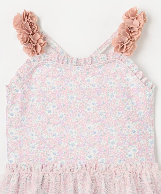 ANY KIDS 花柄チュールワンピース水着 ピンク系