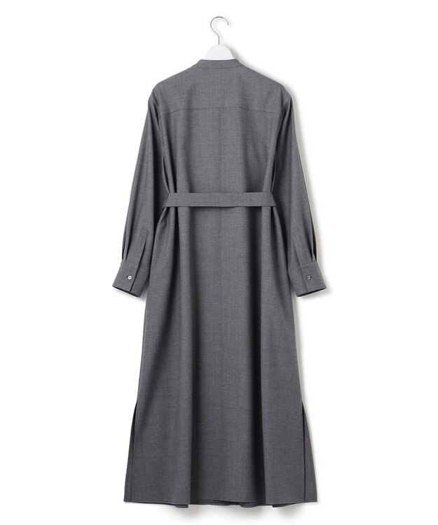 23区 【洗える】ウールストレッチツイル シャツワンピース ライトグレー