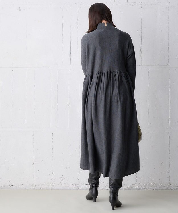 UNFILO ハイネックギャザーワンピース チャコール