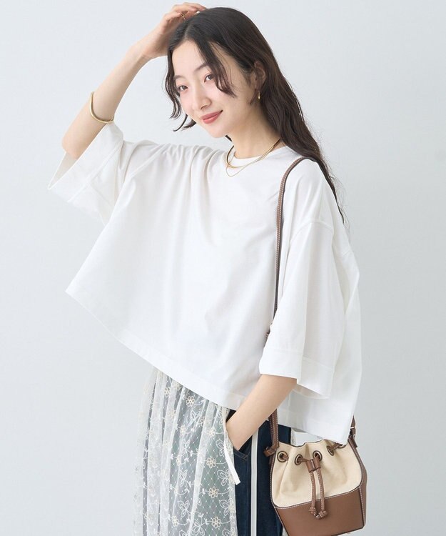 earth music&ecology 【接触冷感】バックギャザーＴｅｅ Ivory