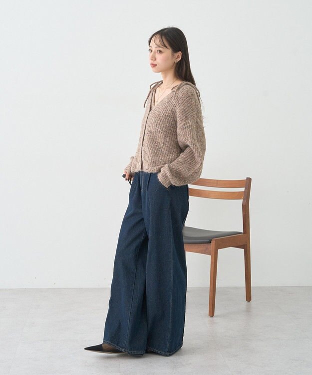 earth music&ecology 【WEB限定】SET2点ショートカーディガン＋リボンキャミソール Brown