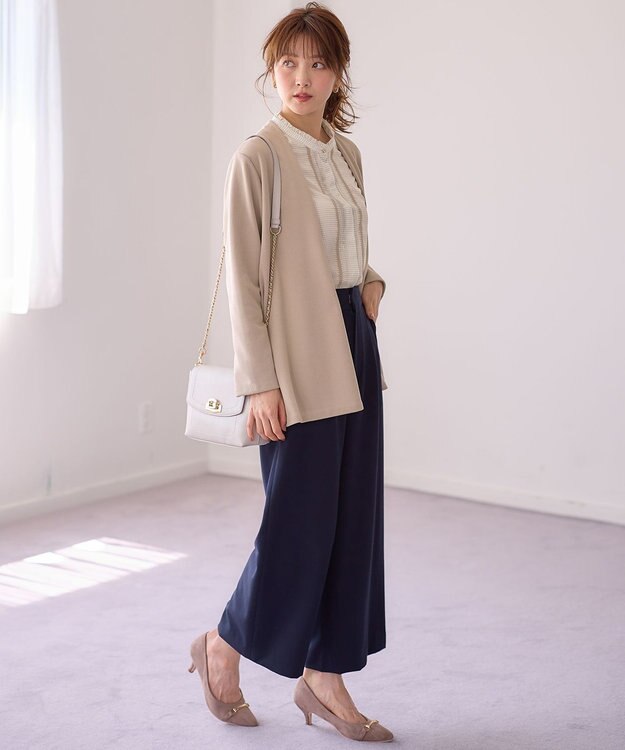 ANY SIS 【洗える】チェーンポイント ワイドパンツ シャンブレー