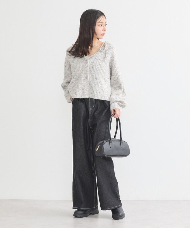 earth music&ecology 【WEB限定】SET2点ショートカーディガン＋リボンキャミソール Light Gray