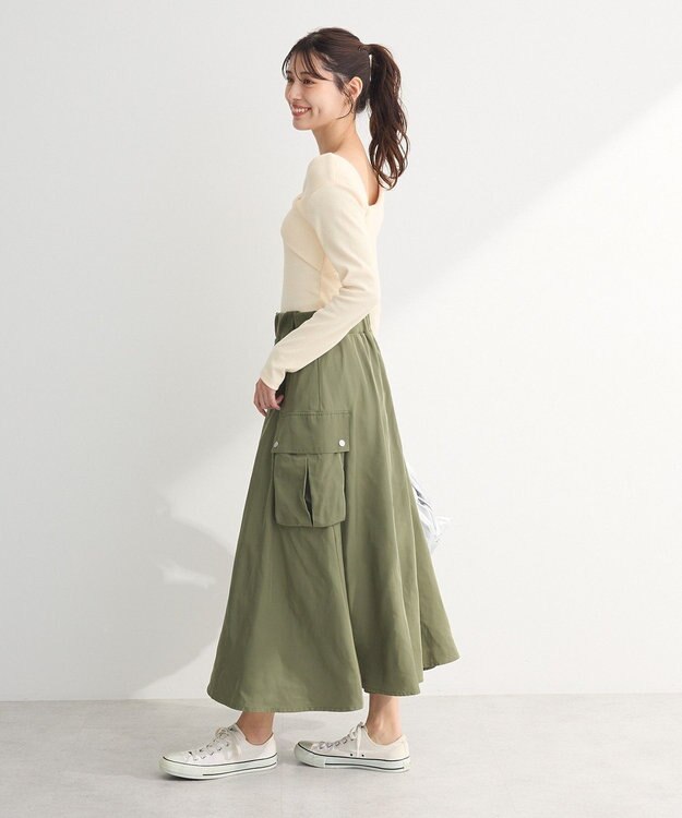 Green Parks ・ＳＵＧＡＲ　ＳＰＯＯＮ　ミリタリーフレアスカート Khaki