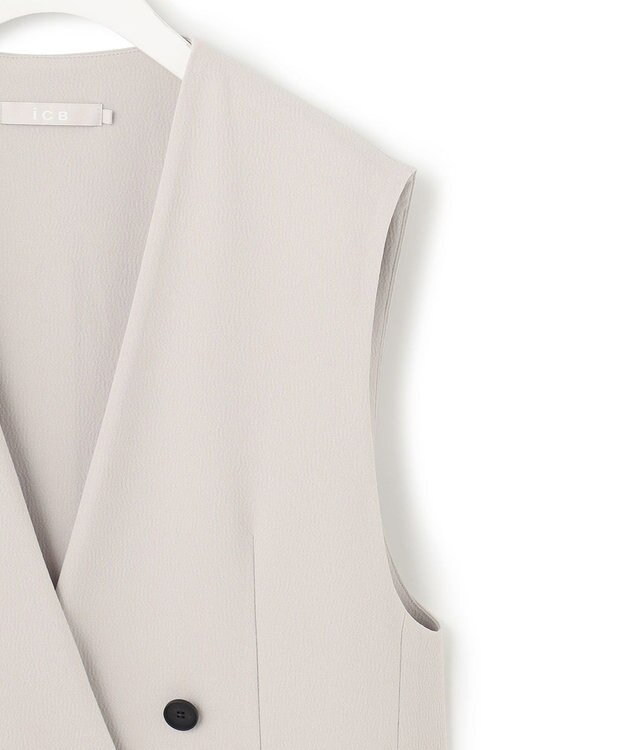 ICB 【WEB限定・洗える】BackSatinGeorgette ノーカラージレ ベージュ系