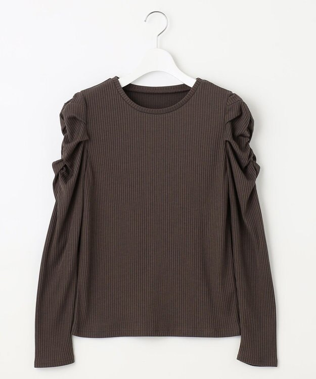 Feroux 【ONWARD CROSSET MAG掲載】ギャザースリーブ プルオーバー ダークブラウン系