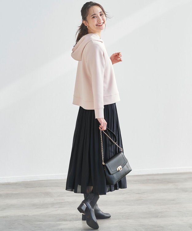 ANY SIS L 【洗える】シャイニープリーツ スカート ネイビー