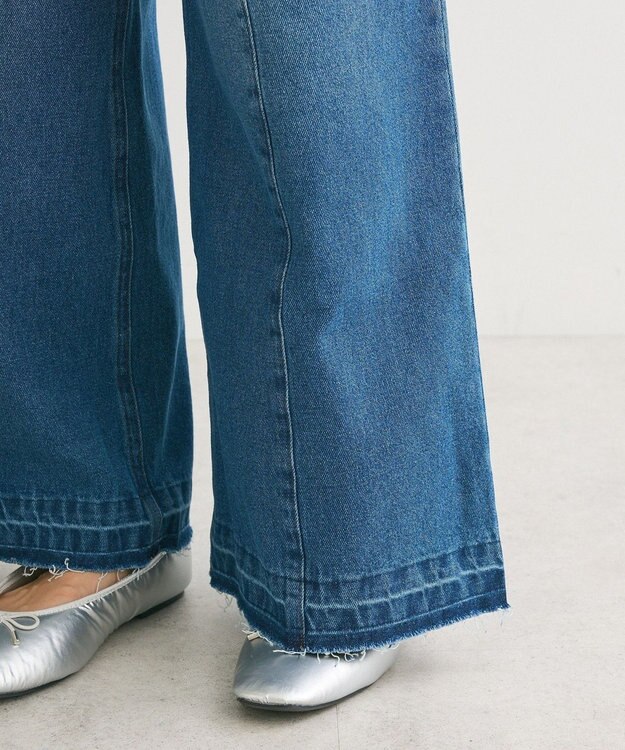 Green Parks ・ＳＵＧＡＲ　ＳＰＯＯＮデニムハイウエストワイドパン Indigo