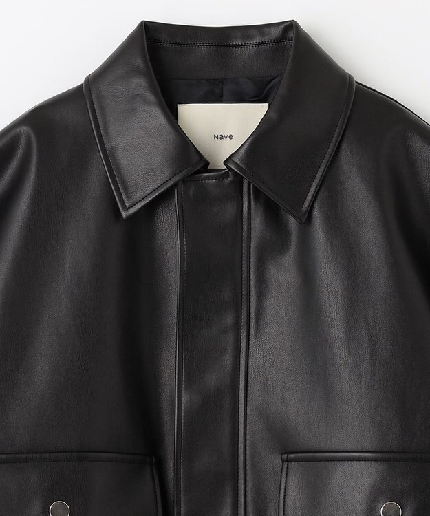 NAVE 【Nave】フェイクラムスキン ブルゾン ブラック系