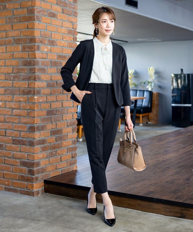 Tiaclasse 【小倉優子さん着用・ダブルクロス・洗える】テーパードパンツ ブラック