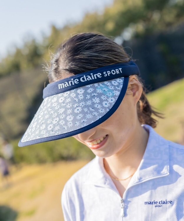 FILA GOLF／marie claire 【marie claire SPORT】花柄UVクリップサンバイザー ネイビー