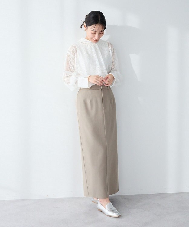 CRAFT STANDARD BOUTIQUE ＜セレモニー＞カットアウトヘムIラインスカート Beige