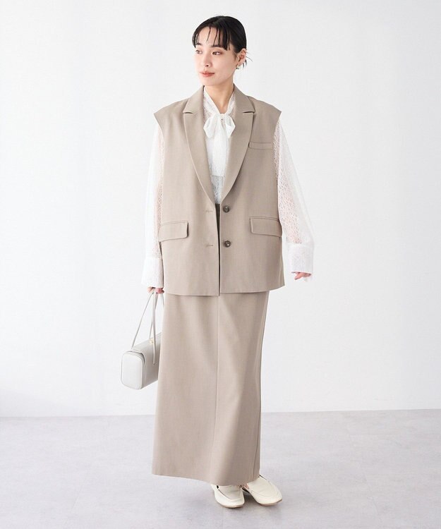CRAFT STANDARD BOUTIQUE ＜セレモニー＞カットアウトヘムIラインスカート Beige
