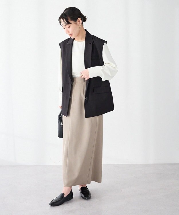 CRAFT STANDARD BOUTIQUE ＜セレモニー＞カットアウトヘムIラインスカート Beige