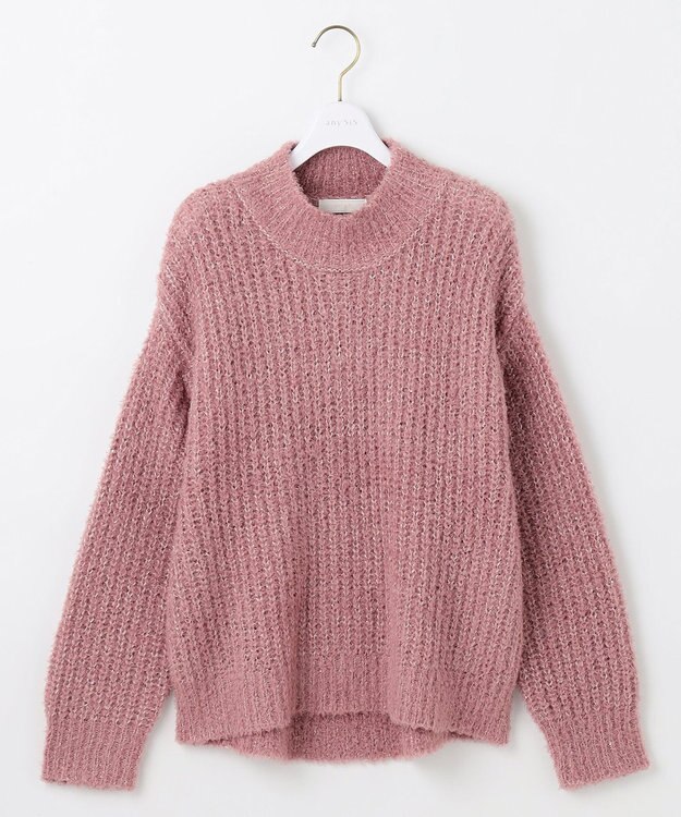 ANY SIS 【洗える】ブークレースパンコール ニット ピンク