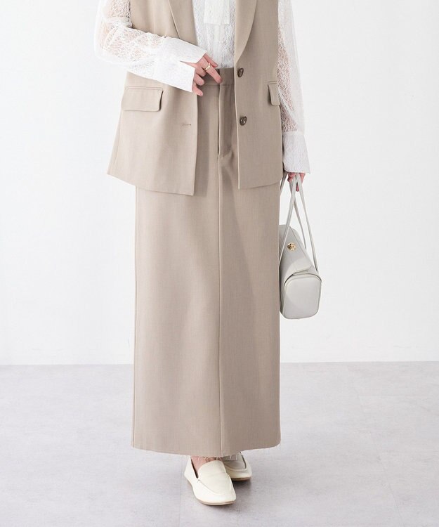 CRAFT STANDARD BOUTIQUE ＜セレモニー＞カットアウトヘムIラインスカート Beige