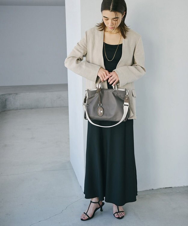 TOPKAPI 【TREASURE TOPKAPI】】ストライプハンドル ナイロン 2way ミニ トートバッグ ダークグレー