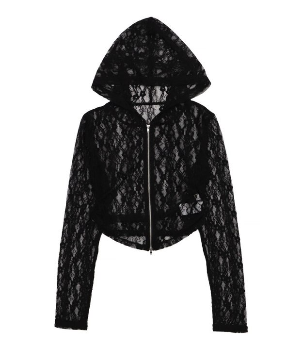 WEGO レースダブルジップパーカー ブラック