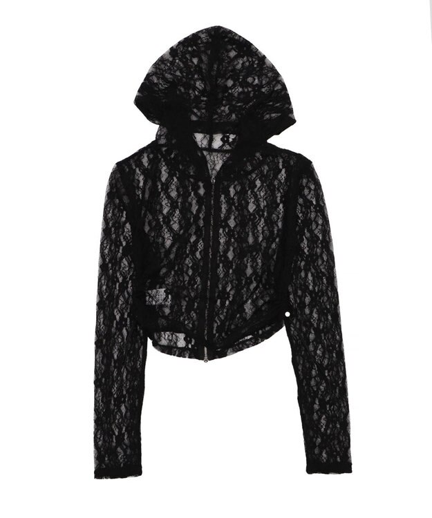 WEGO レースダブルジップパーカー ブラック