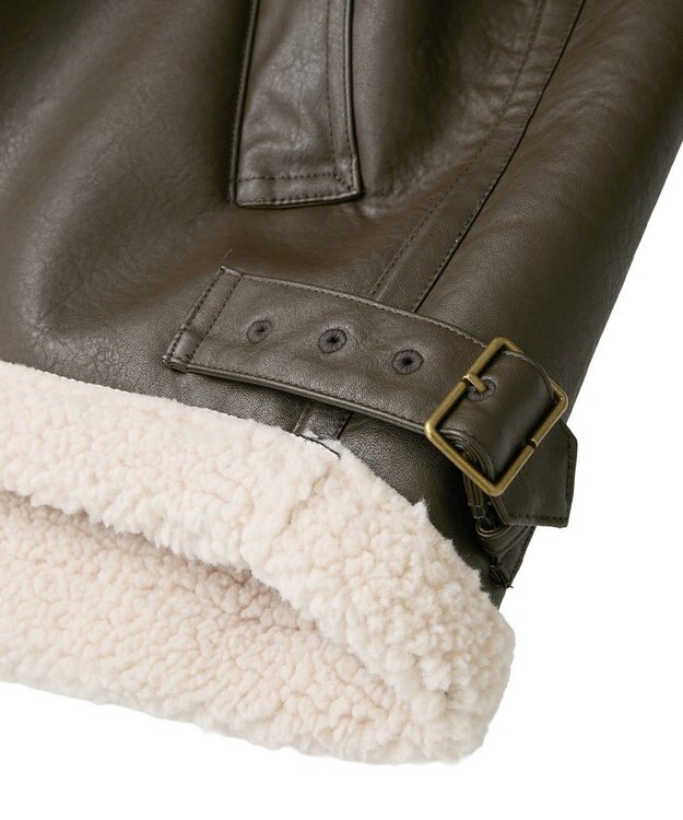 AMERICAN HOLIC ボアフェイクレザーブルゾン Dark Brown